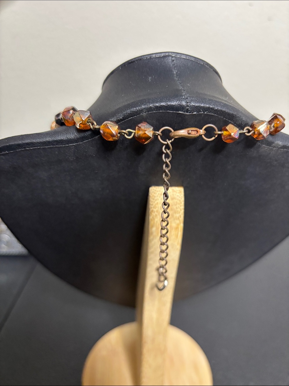 Handcrafted Glass Copper & Brown Beaded Floral Pendant Necklace - Picture 5 of 8